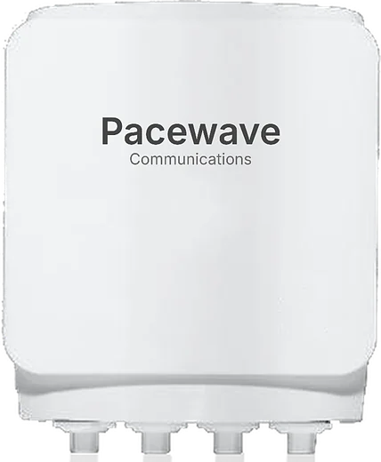 mmWave Radio V-2G: compact white radio enclosure with the Pacewave wordmark
